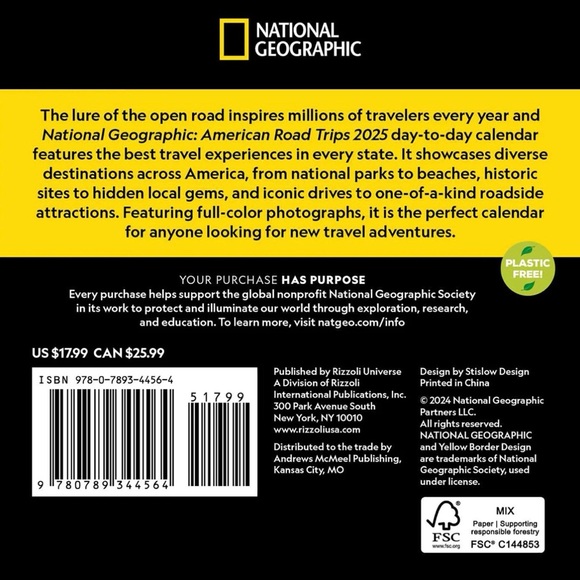 National Geographic "American Road Trips" 2025 Day-to-Day Calendar - Picture 2 of 4